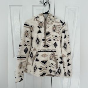 North Face print fleece 1/4 zip hoodie SMALL